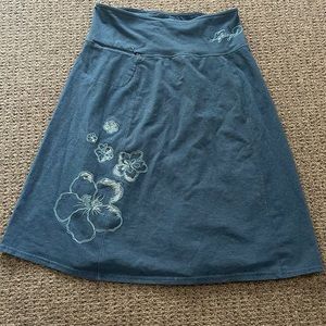 Life is Good Embroidered Skirt XSmall Stretch Blue Pocket